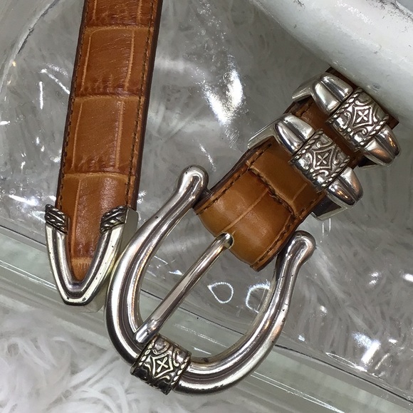 Brighton tan croc embossed narrow belt 28 - Picture 5 of 10